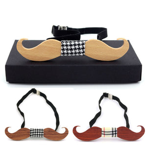 Solid wood moustache Bowties for Men