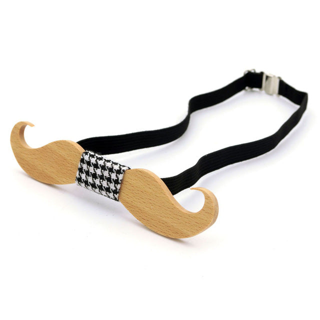 Solid wood moustache Bowties for Men