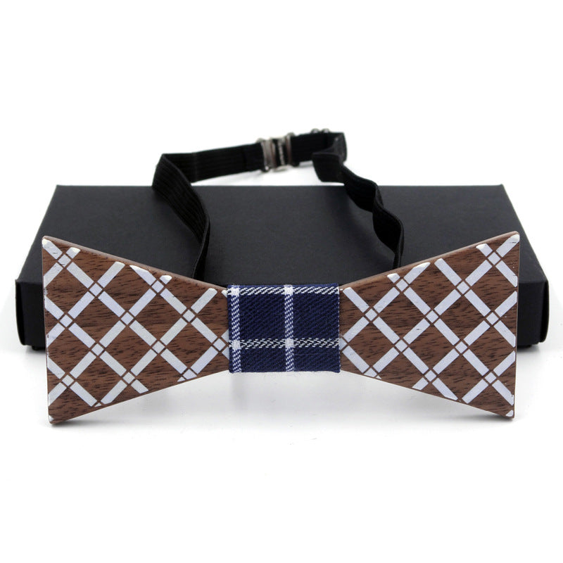 Plaid Brand Mens Wooden Bow Tie